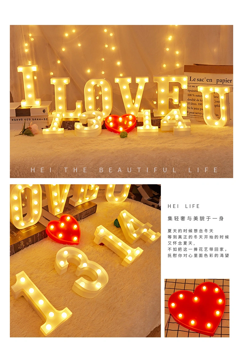 3D LED Night Lamp 26 Letter 0-9 Digital Marquee Sign Alphabet Light Wall Hanging Indoor LED Night Light