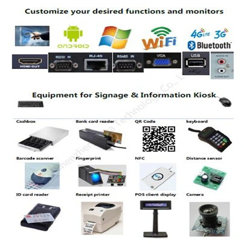 All in One Advertising LCD Display Touch Screen Self-Service Kiosk Payment Kiosk with POS Terminal Printer Camera and NFC