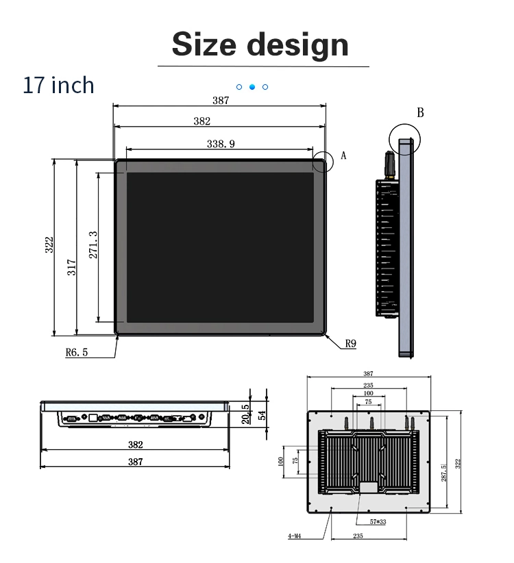 Open Frame Rugged 17 Inch Android Computer Capacitive Touch Screen COM RS232 Industrial Panel PC Aio Kiosk