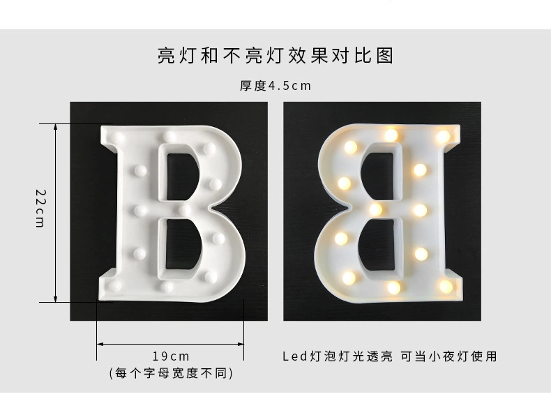 3D LED Night Lamp 26 Letter 0-9 Digital Marquee Sign Alphabet Light Wall Hanging Indoor LED Night Light