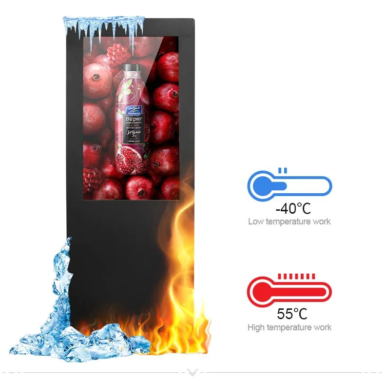 Loop Video Media Player 55 Inch Floor Standing Vertical 1500nits LCD Display Module Digital Signage Outdoor