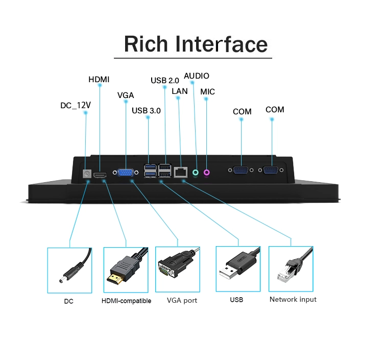 15.6 Inch 1920*1080 10 Points Capacitive Touch Screen Panel PC Embedded Computer Wall Mounted All in One for Kiosk