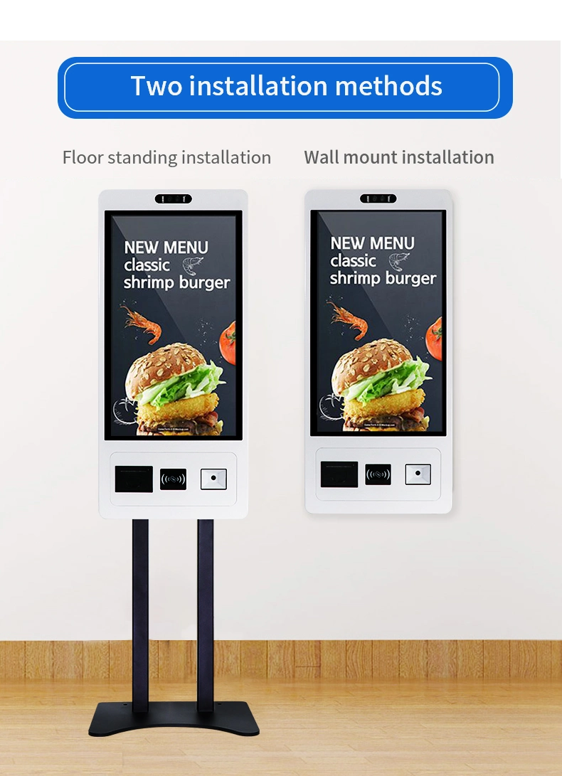 15.6inch USB Self Service Ordering Android Touch Screen Kiosk for Restaurant with RFID/ Qr Code/ Camera