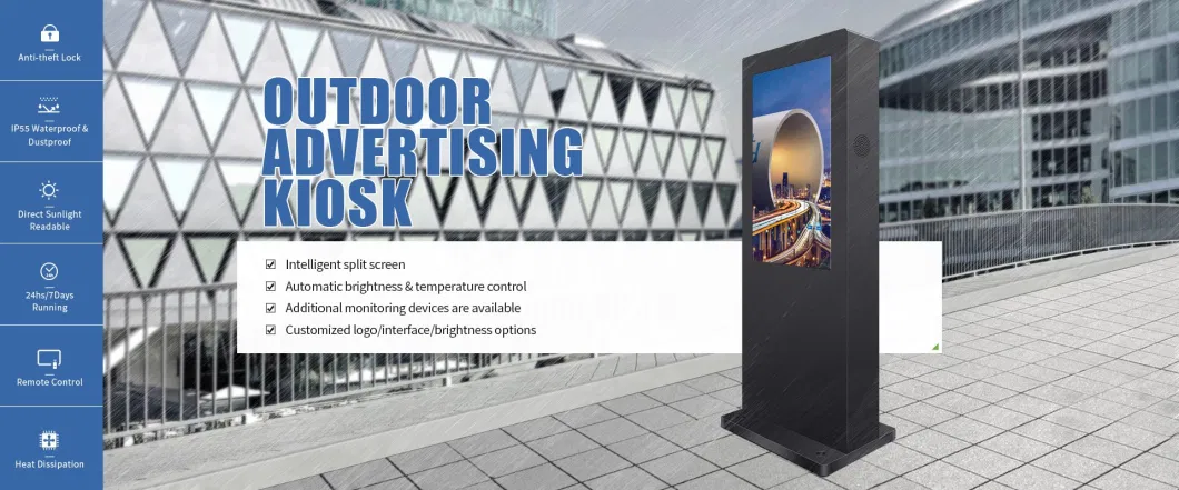 43 49 55 65 75 86 98 Inch Advertising Ad Player Touch Screen Interactive Kiosk Vertical Wall Hanging Outdoor Advertising Machine Outdoor Kiosk LCD Display Kiosk