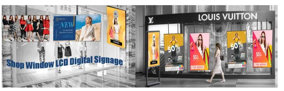 43 55 65 Inch 2K4K HD Brightness Floor Standing / Wall Mount Window Facing Display Signage and Displays Digital Menu Board