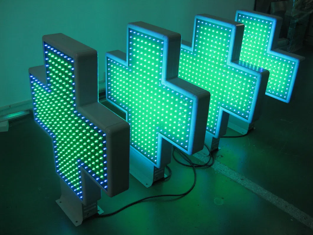 P16mm Double-Sided Display Outdoor Waterproof LED Pharmacy Cross Sign Factory