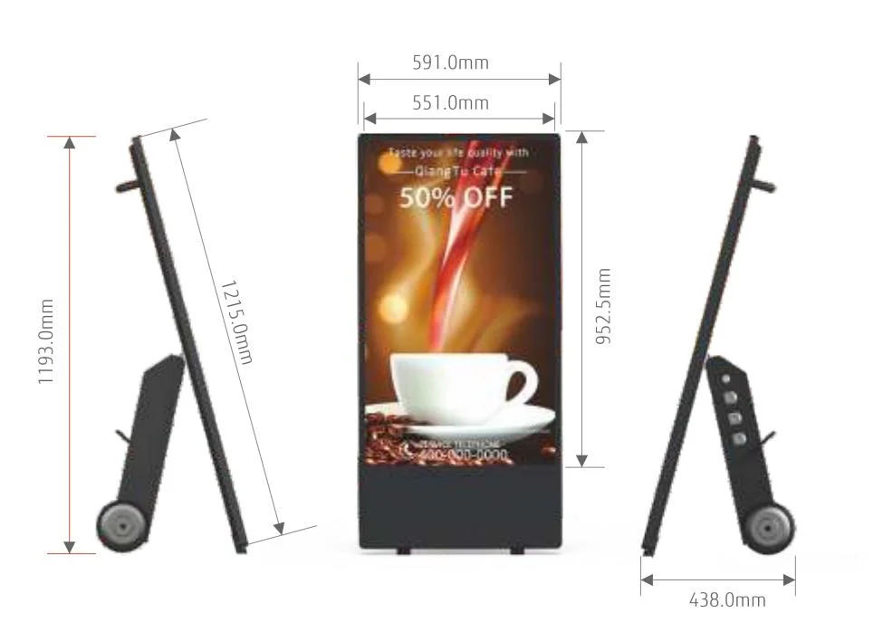 High Brightness Advertising Screen a-Frame Display Battery Powered 43 Inch Outdoor Portable Digital Signage