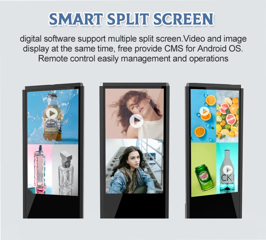 49&prime; &prime; Slim Double Sided Floor Standing Advertising Player LCD Digital Signage Kiosk