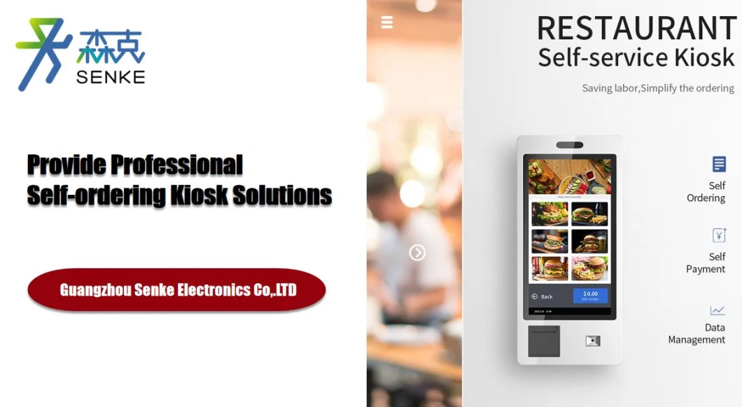 Touch Screen Display Food Ordering System 32 Inch Self-Service Restaurant Payment Kiosk