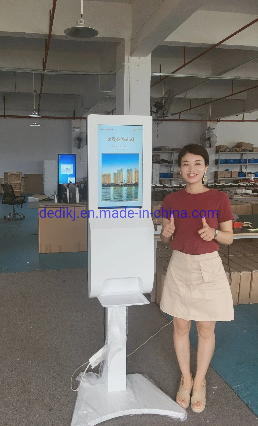 Auto Alcohol Liquid Foam Gel Spray Disinfectant Hand Sanitizing Dispenser with 21.5&quot; LCD Display Android Stand Billboard