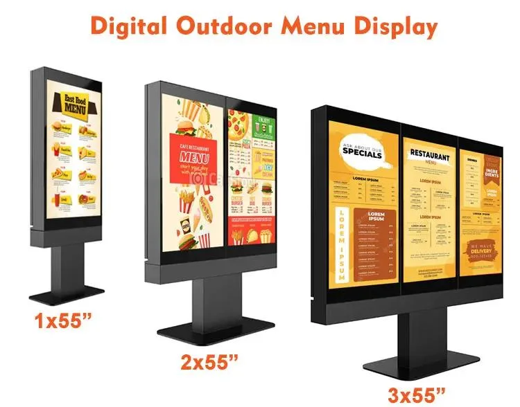 Outdoor Waterproof 1*2 / 1*3 55 Inch Digital Menu Boards for Drive-Thru Restaurants