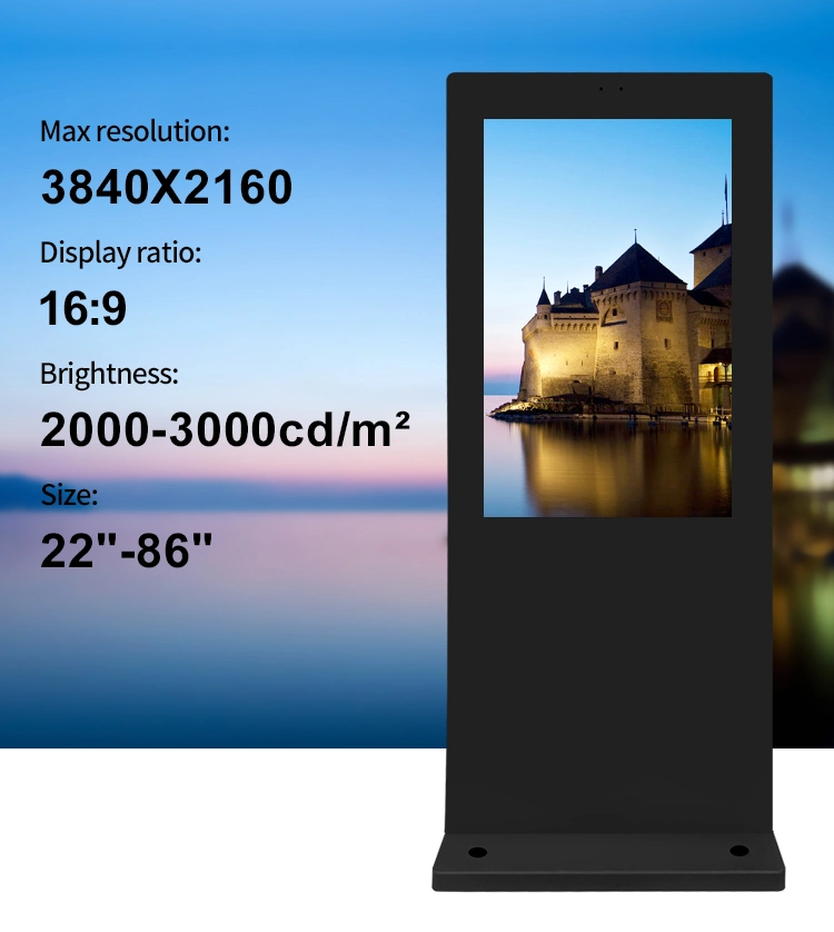 All-Weather Direct Sunlight Readable Advertising Kiosk Totem Commercial Outdoor Digital Signage Displays for Business