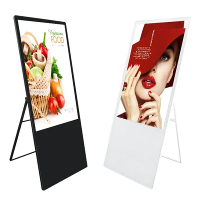 Annuncio video multimediale di rete portatile da 49" con pavimento pieghevole Lettore LCD Digital Signage LED Pubblicità Display Touch Screen informazioni Chiosco per il ristorante