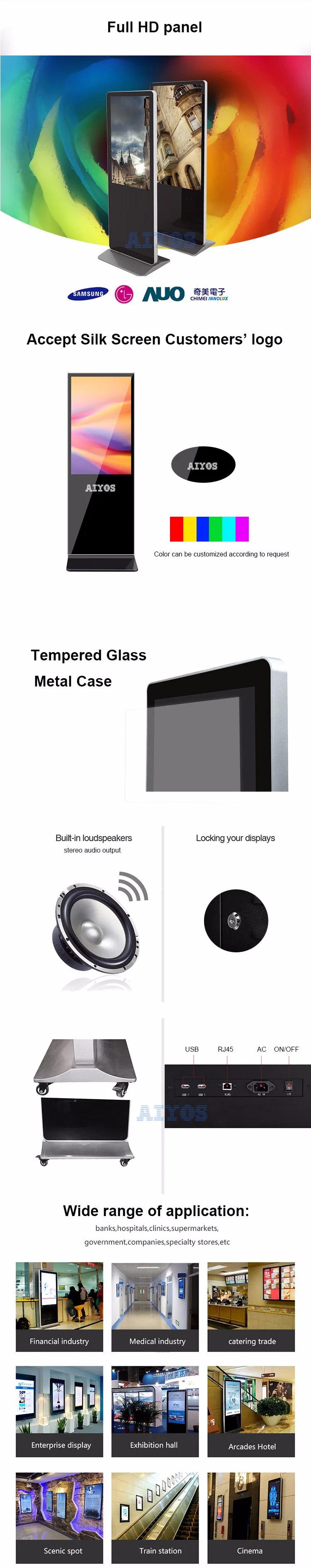 32/43/49/55/65&quot; Kiosk Vertical LCD Advertising Display Interactive Panel Digital Signage Totem Floor Standing Touch Screen