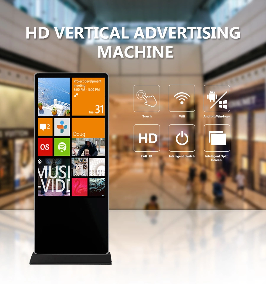 Floor Standing Indoor 43 Inch LCD Advertising Display Touch Interactive Screens Ad Kiosk Stand Alone Digital Advertising Machine