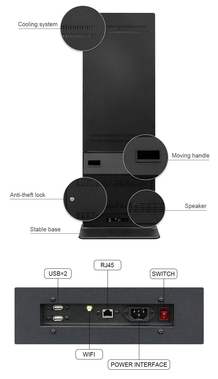 32 43 50 55 65 75 85 Inch 4K LCD Floor Standing Touch Screen Kiosk Display Advertising Digital Information Kiosk Digital Signage