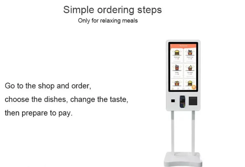 Totem Fast Food 21.5 24 32 Inch Touch Screen POS System Self Pay Machine Self Service Payment Ordering Kiosk for Kfc/Restaurants