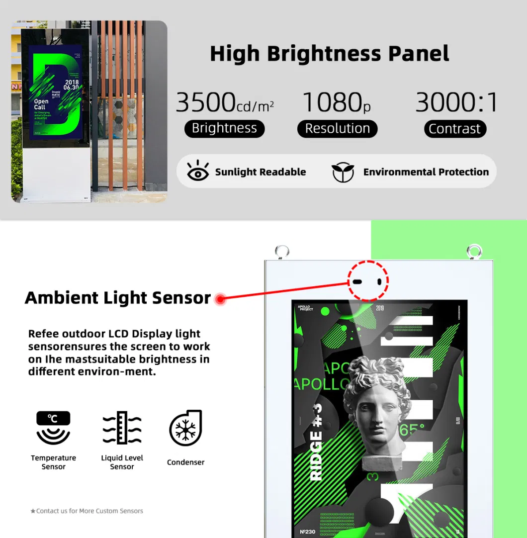 65&quot; Totem Free Standing LCD Advertising Display Outdoor Waterproof Digital Signage with Display Accessories