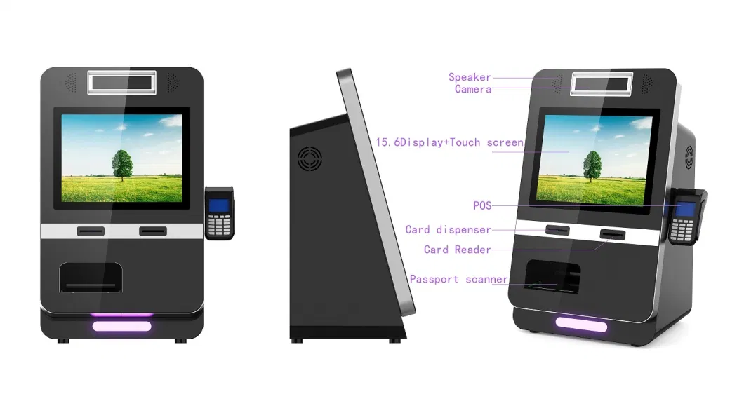 Hotel Receptionist Kiosk with Self Service Check-in Check-out Machine