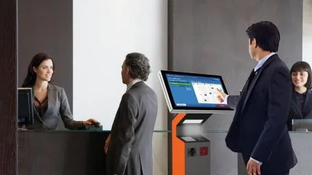 Hotel Receptionist Kiosk with Self Service Check-in Check-out Machine