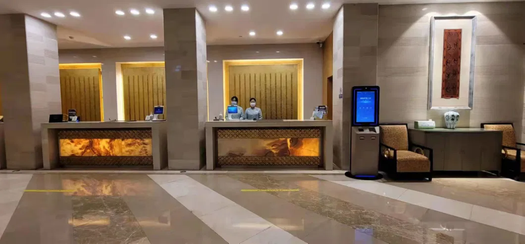 Hotel Receptionist Kiosk with Self Service Check-in Check-out Machine