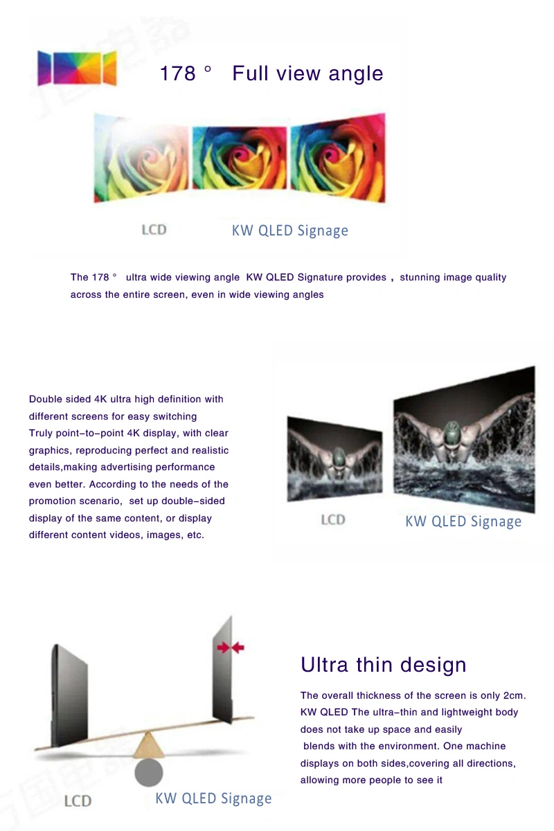 Custom 55&quot; Ultra Thin Custom Digital Signage Kiosk Double Sided Floor Stand Hotel Color LCD Advertising Machine