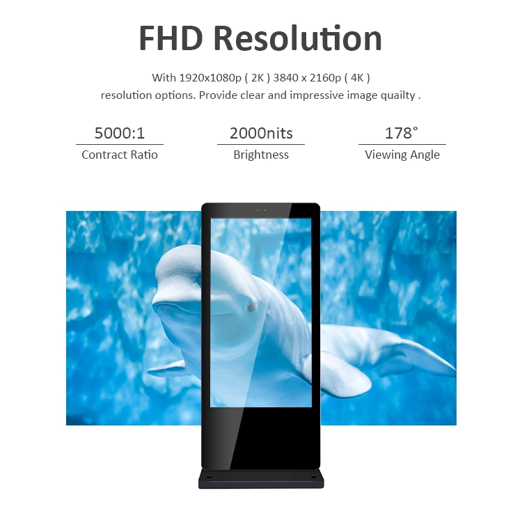 Bus Station Outdoor LCD Touch Screen Ultra Thin Advertising Display 43 49 55 65 Inch Floor Stand Digital Signage