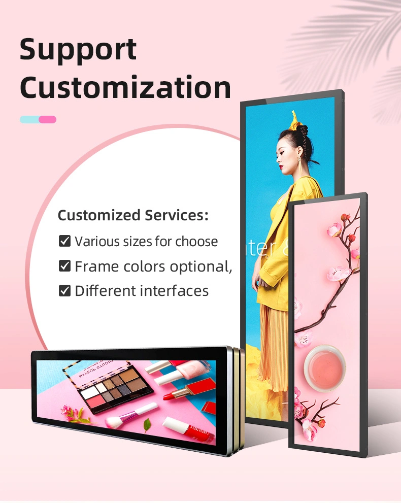 Envision 23 27 37 43 49 55 65 75 86 Inch LCD LED Advertising Display Stretch Bar Screen with Double Sided Digital Signage Dual Interactive Touch Screen Kiosk