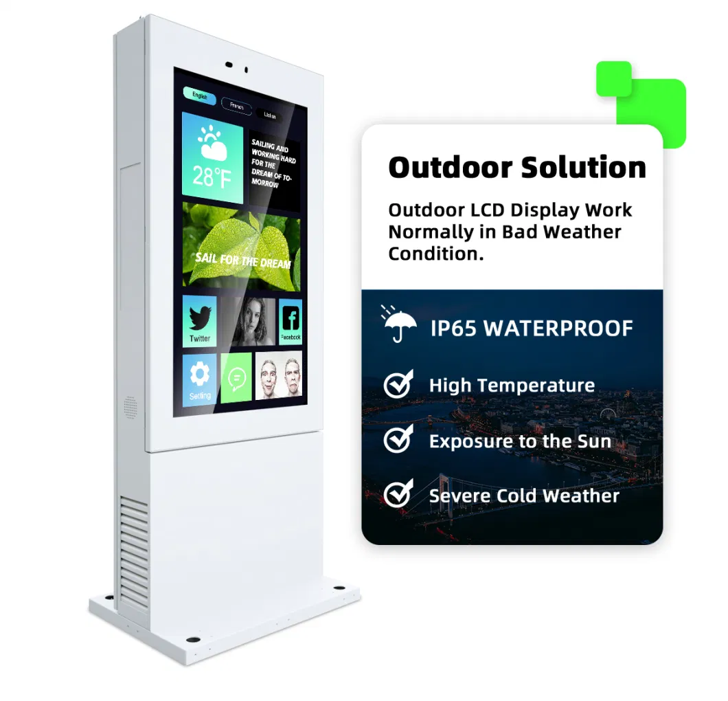 65&quot; Totem Free Standing LCD Advertising Display Outdoor Waterproof Digital Signage with Display Accessories