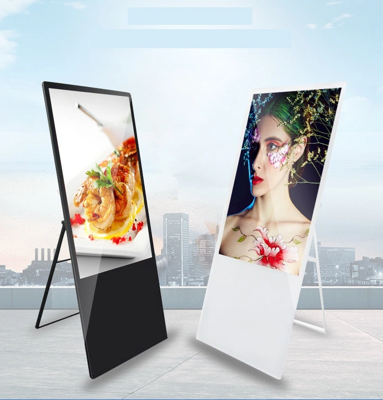 49&prime; Inch Portable Folding Floor Standing Network Media Video Ad Player LCD Digital Signage LED Advertising Display Touch Screen Information Kiosk for Restaurant