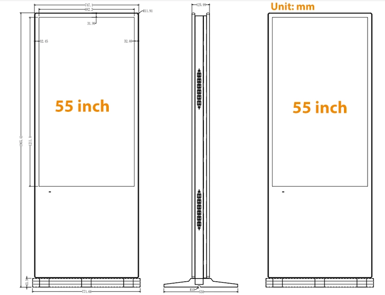 Netoptouch 43 49 55 Inch Floor Standing Display Double-Sided Touch Screen Kiosk Totem