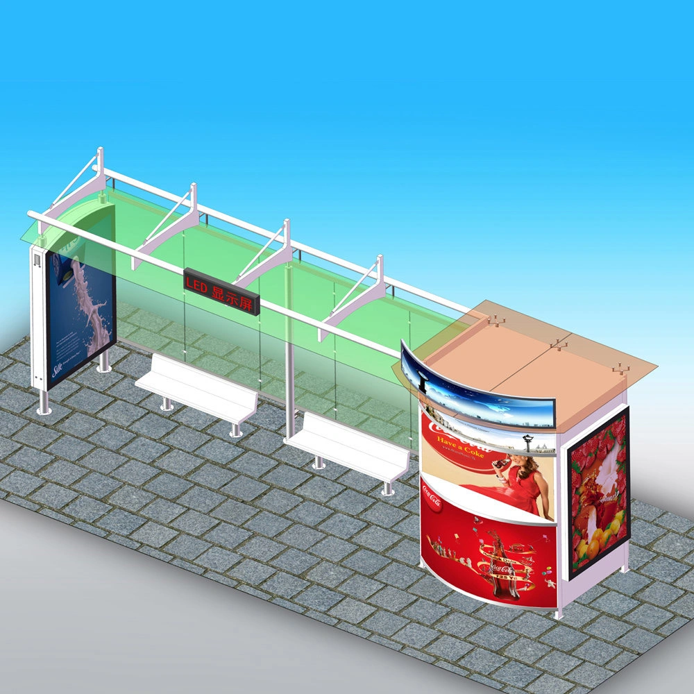 Outdoor Signage Kiosk Bus Stop Shelter LED Display