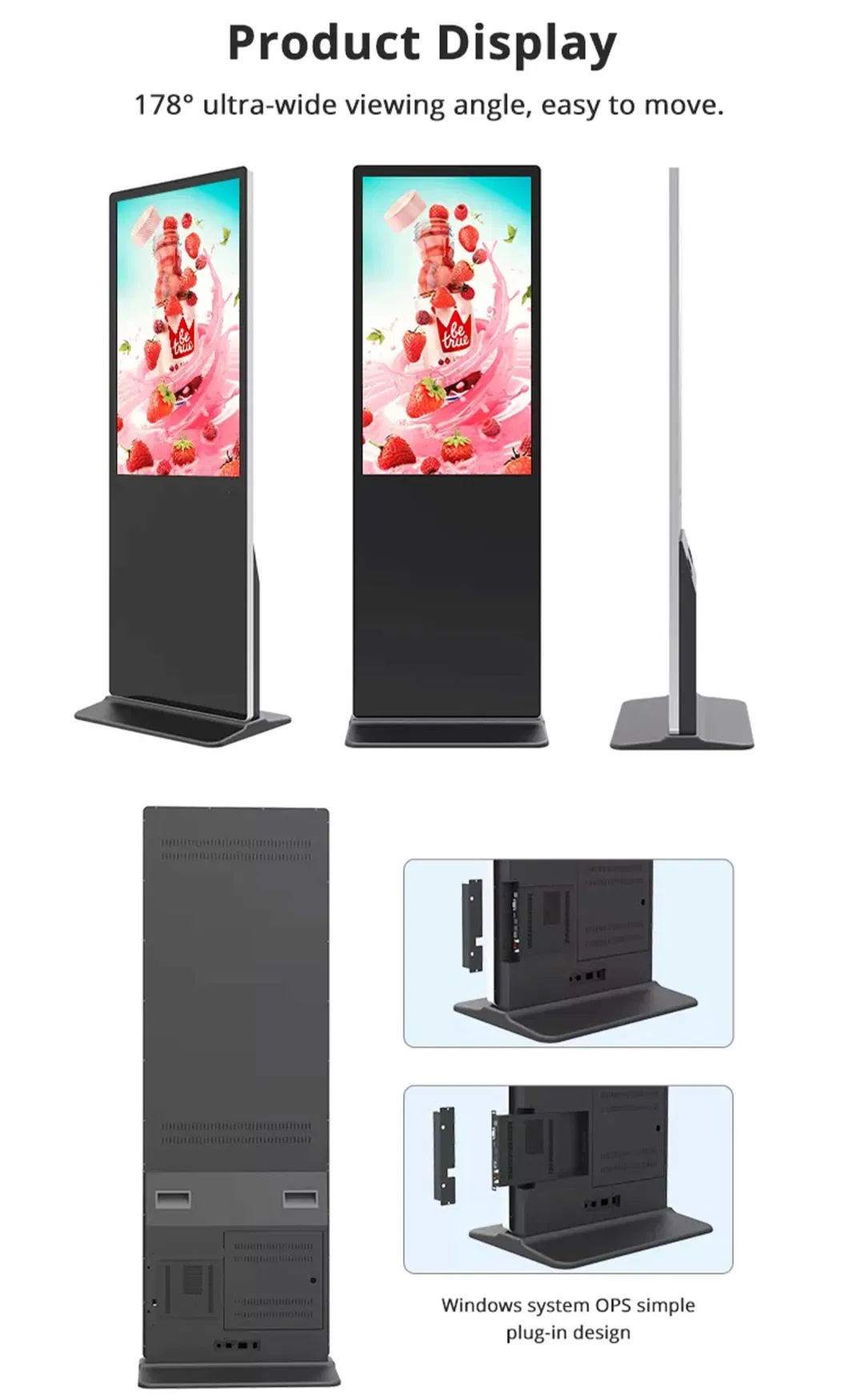 Floor Standing Digital Signage for Advertising Indoor Touch Kiosk 43/55/65 Inch Interactive Touch Display Screen