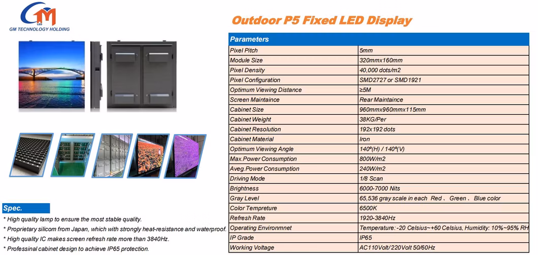 Outdoor 6X3 Meters P5 SMD LED Screen Advertising Digital Billboard Display