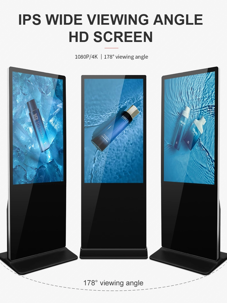 55 Inch Loops Autoplay Standing Advertising Display Media Players Touch Screens Digital Signage Advertising