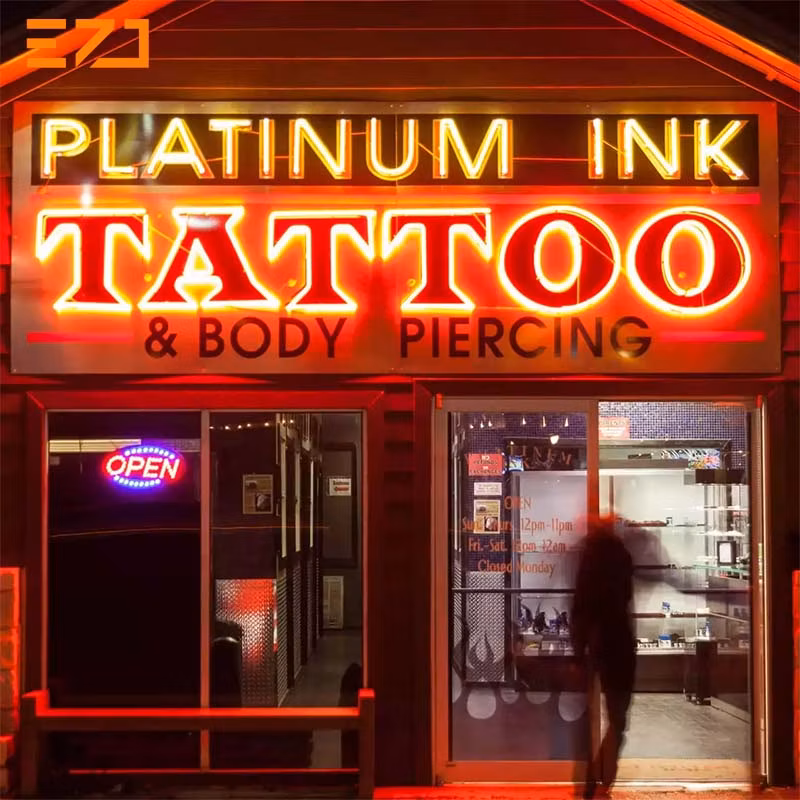 Ezd Custom Outdoor Business Electronic LED Frontlit Storefront Tattoos Shop Logo Sign