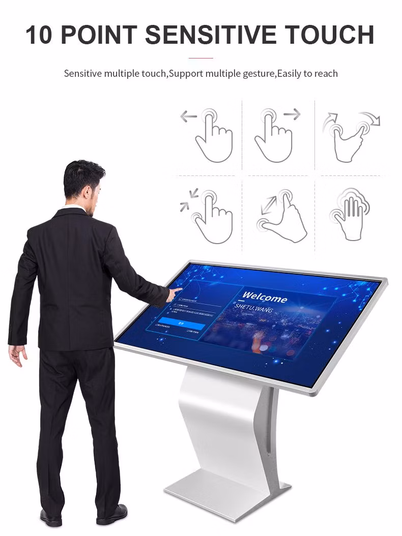Touch Screen Self Service Kiosk Full HD LCD Advertising Display Kiosk