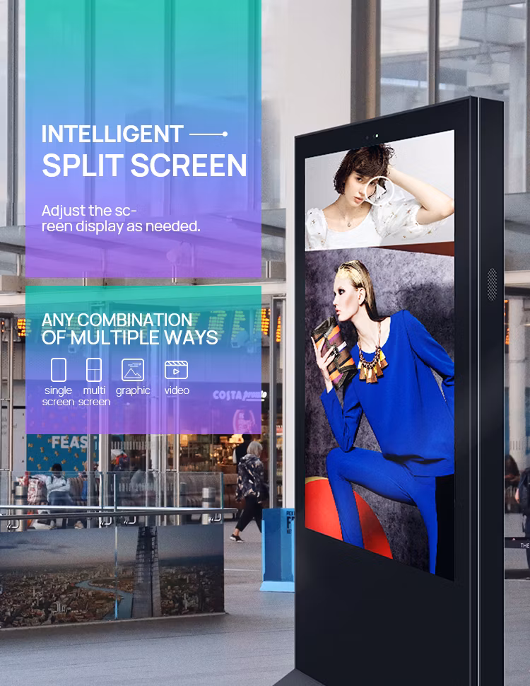 Two Side Street Light Pole Screen Outdoor Waterproof Video Player Kiosk Digital Signage LCD Display Advertising Screen