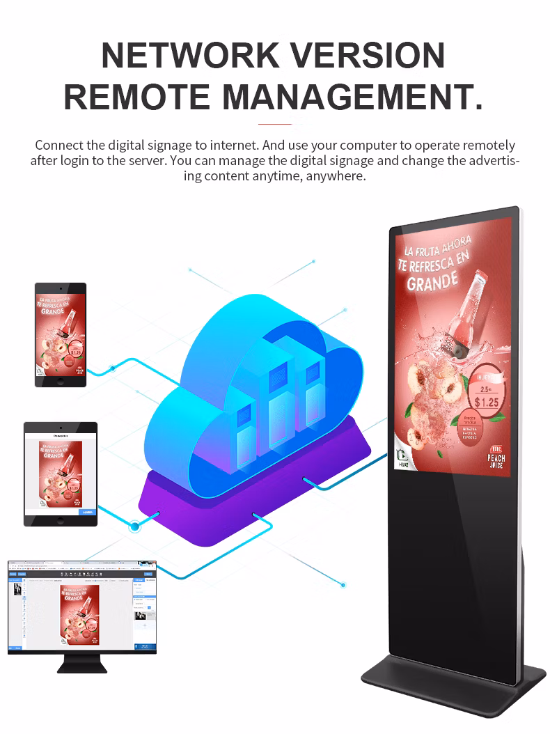 LCD Advertising Player 43 55 65 Inch LCD Advertising Totem Vertical Floor Standing Digital Signage Outdoor Touch Screen Kiosk Advertising Equipment