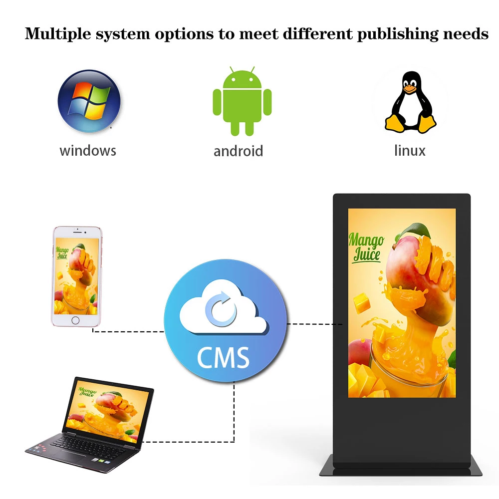 65 Inch Free Standing Waterproof Sunlight Readable Android OS Outdoor LCD Digital Signage Kiosk Price