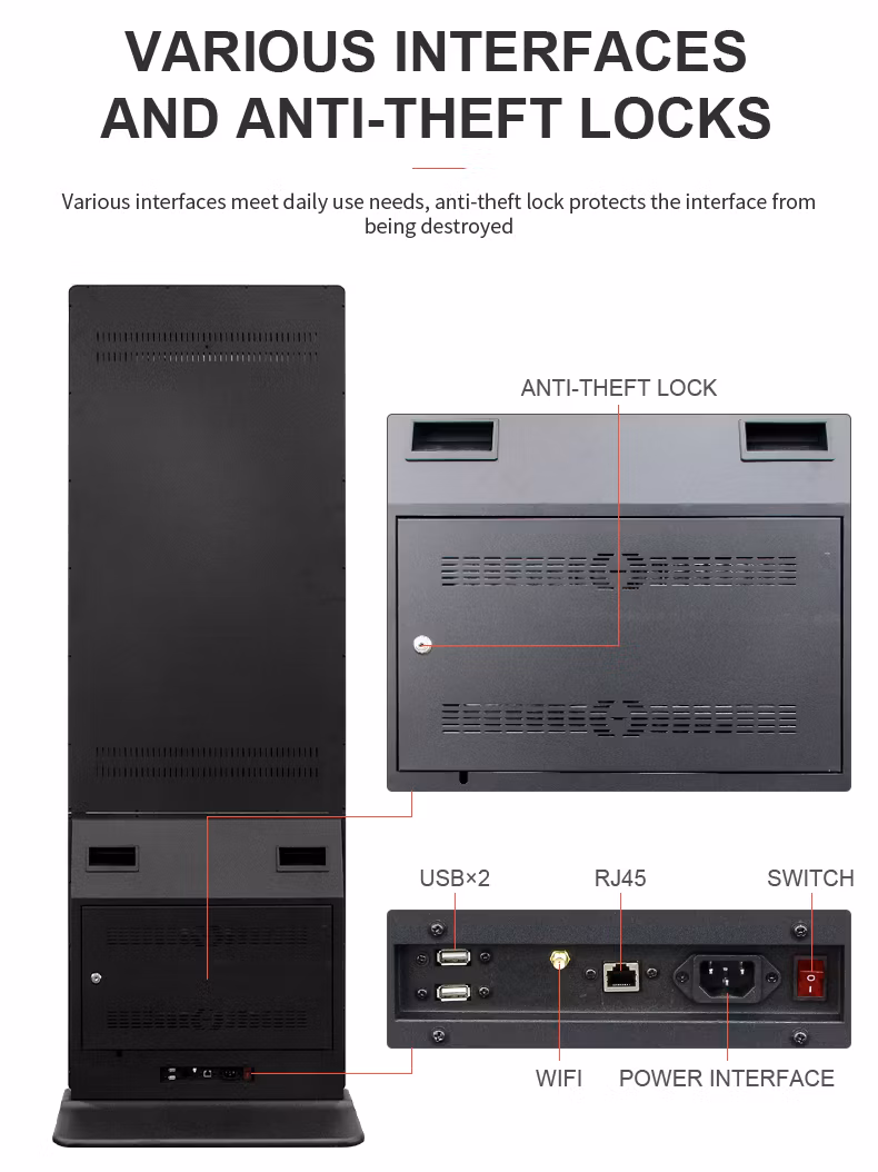 LCD Advertising Player 43 55 65 Inch LCD Advertising Totem Vertical Floor Standing Digital Signage Outdoor Touch Screen Kiosk Advertising Equipment