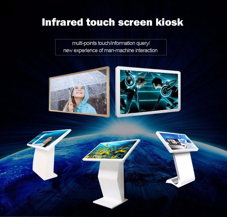 21.5 Inch LED Advertising Display Floor Standing Multi Touch Screen Information Kiosk