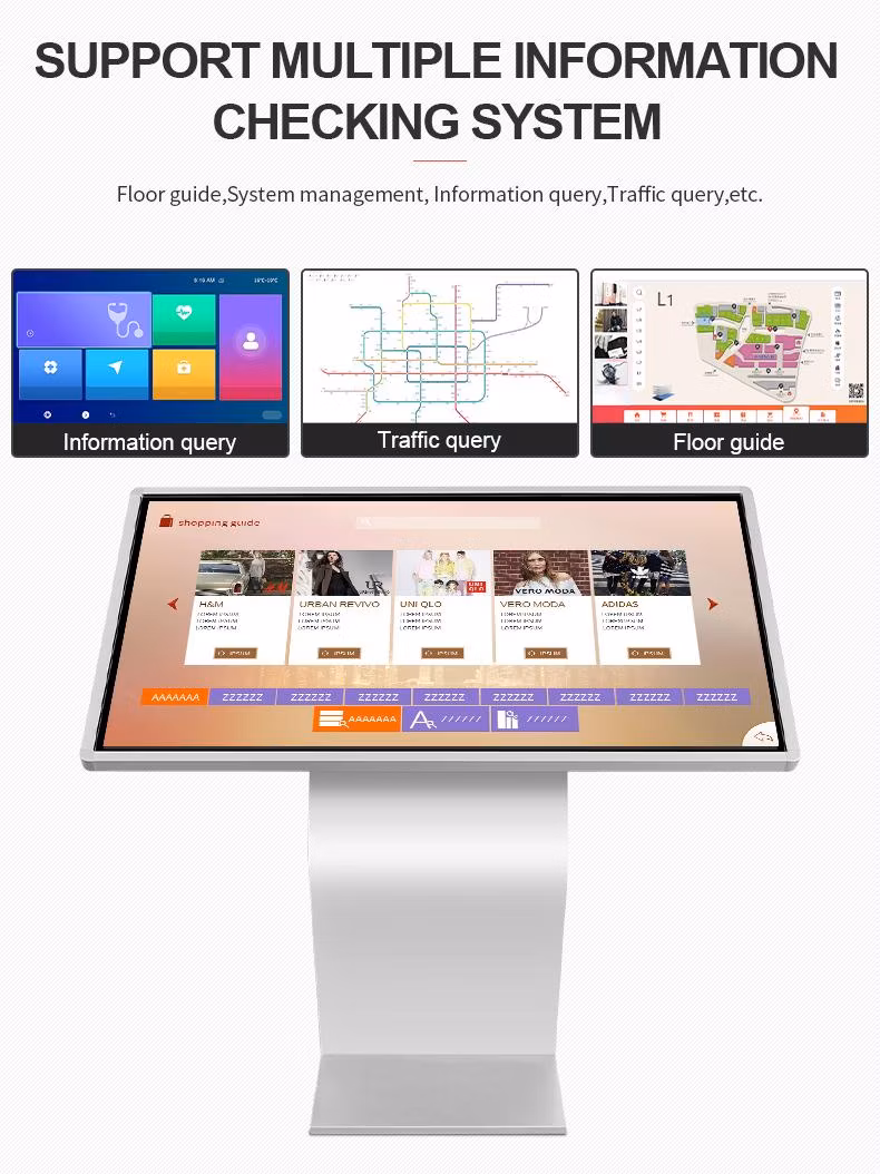 Touch Screen Self Service Kiosk Full HD LCD Advertising Display Kiosk