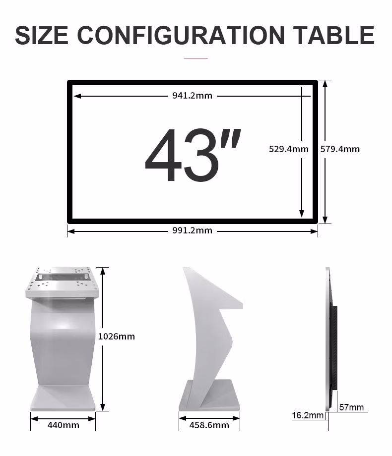 Touch Screen Self Service Kiosk Full HD LCD Advertising Display Kiosk