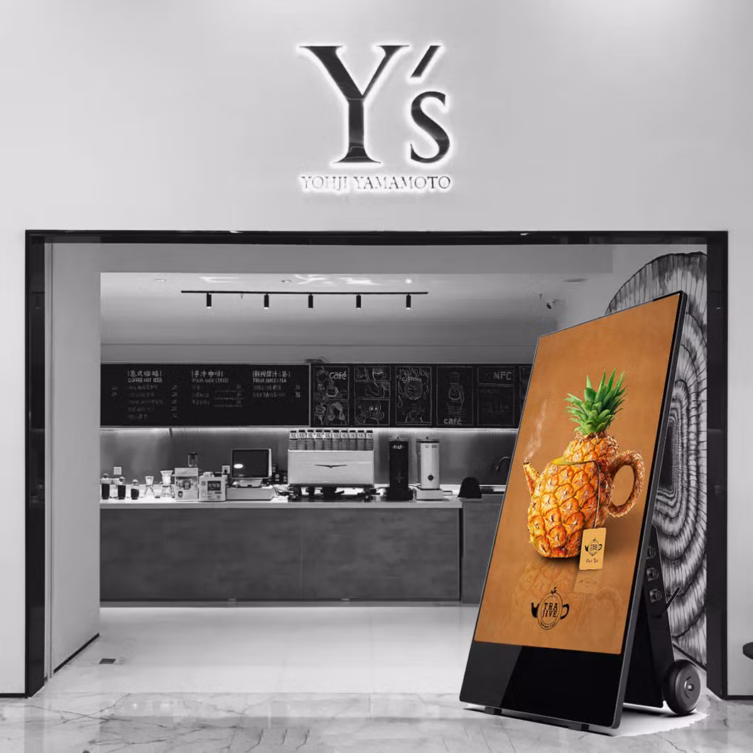 Outdoor Waterproof IP65 43inch 70 Ah Battery 14 Working Hours Movable 1500 Nit Brightness Touch LCD Poster Advertising LCD Kiosk Signage Screen Billboard