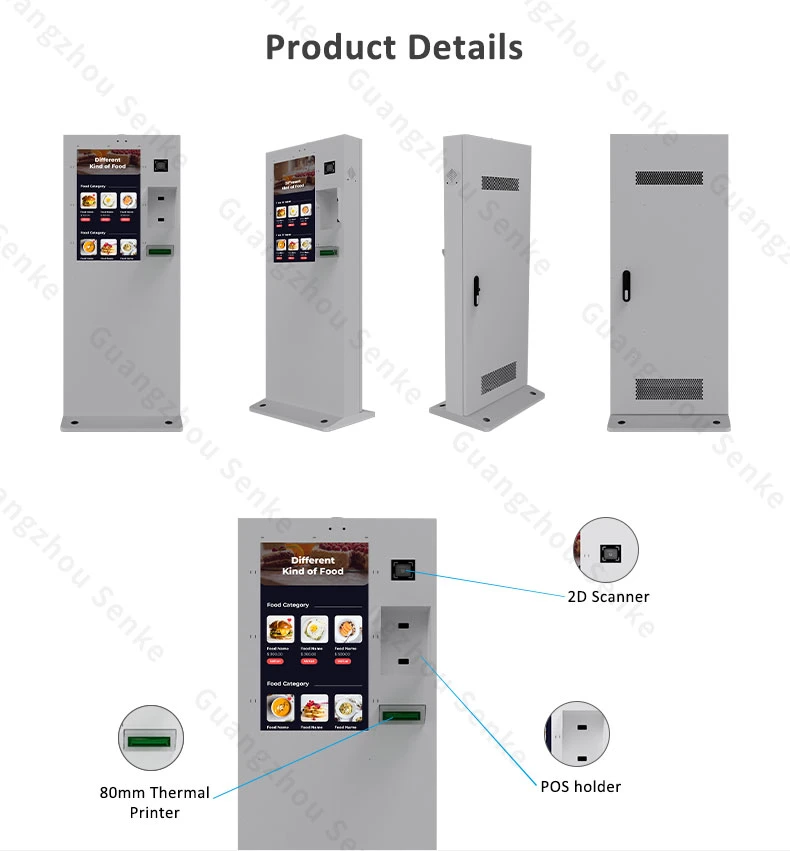 Outdoor Self Service Kiosk Machine 27 32 43 Inch Fast Food POS Terminal Printer Hight Brightness Touch Screen Self Checkout Kiosk