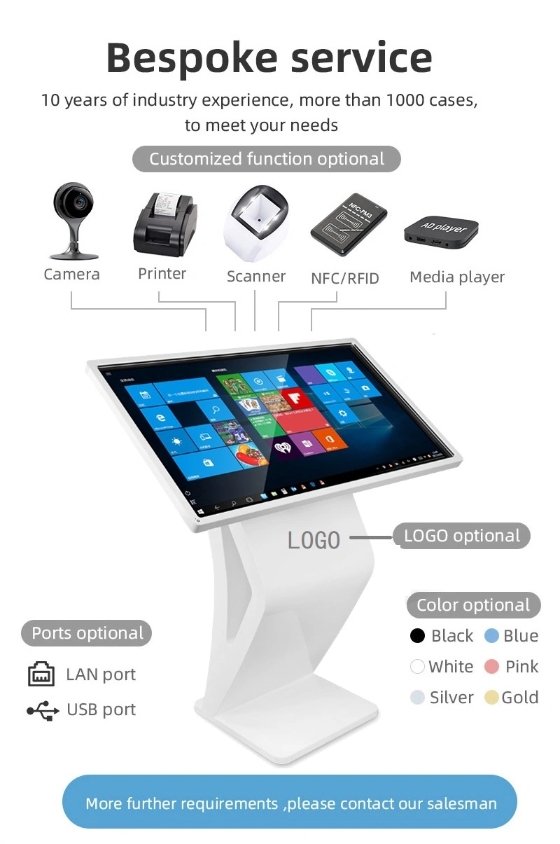 32&quot; Full HD Digital Signage Network Advertising Player Information Touch Screen Horizontal Kiosk Query PC Kiosk