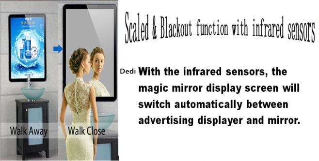 Dedi 32inch Sensor Magic Mirror Wall Mount Touch Screen Kiosk for Hotel Bathroom