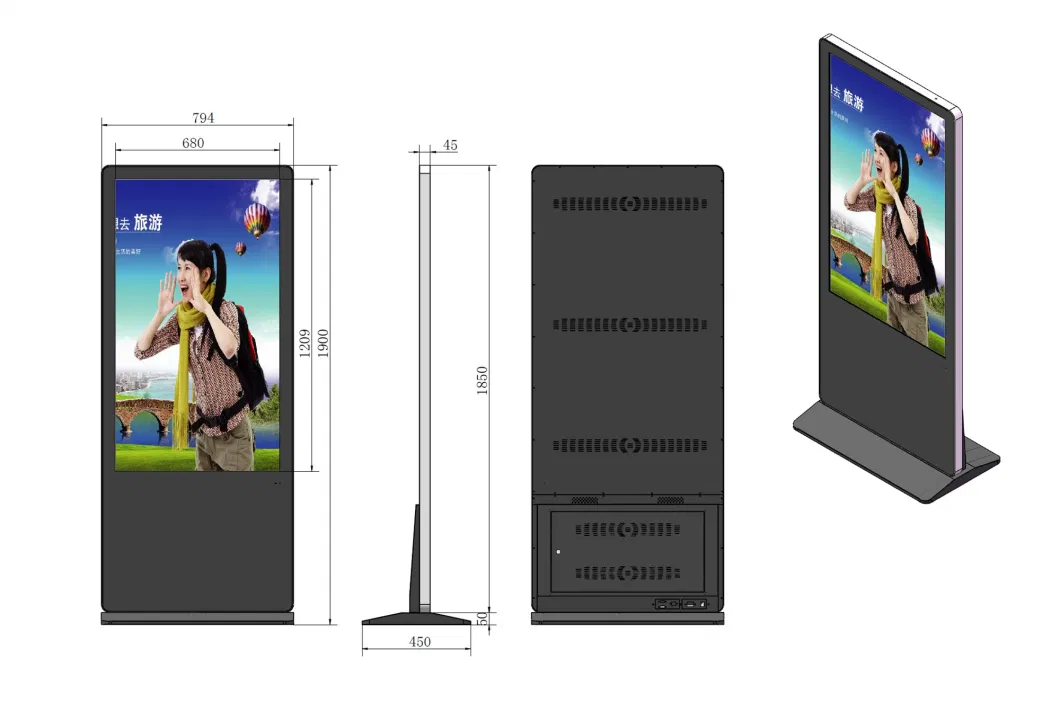 55 Inch LCD Navigation 4 Screens Advertising Touch Screen Kiosk