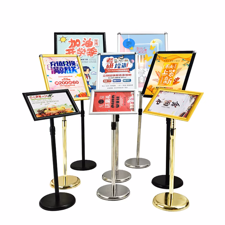 Height Adjustable A3 A4 Picture Frame Sign Board Steel Floor Stand Poster Holder